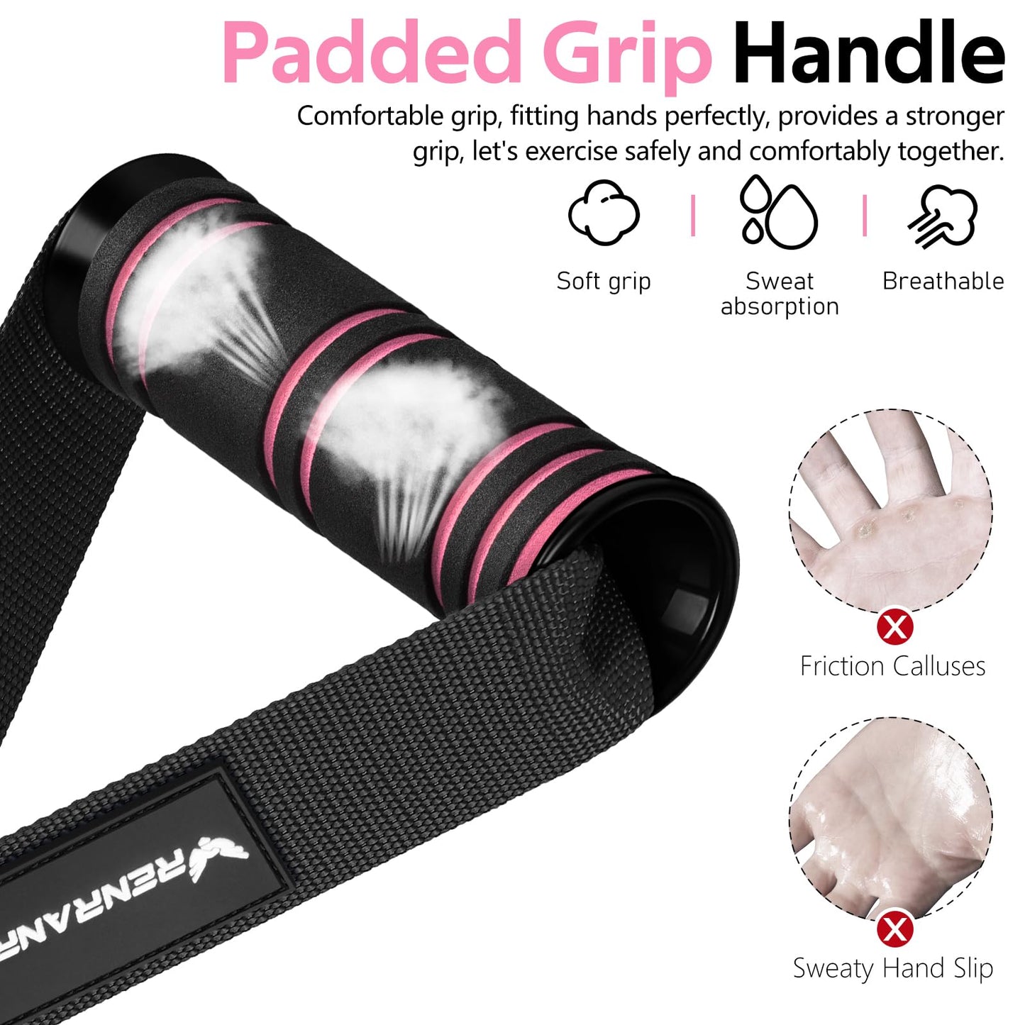 RENRANRING Gym Exercise Handles, Replacement Handle Attachments for Cable Machine Pulleys, Resistance Band and Strength Trainer, Pull Down Workout Accessories, Home Gym Add On Equipment