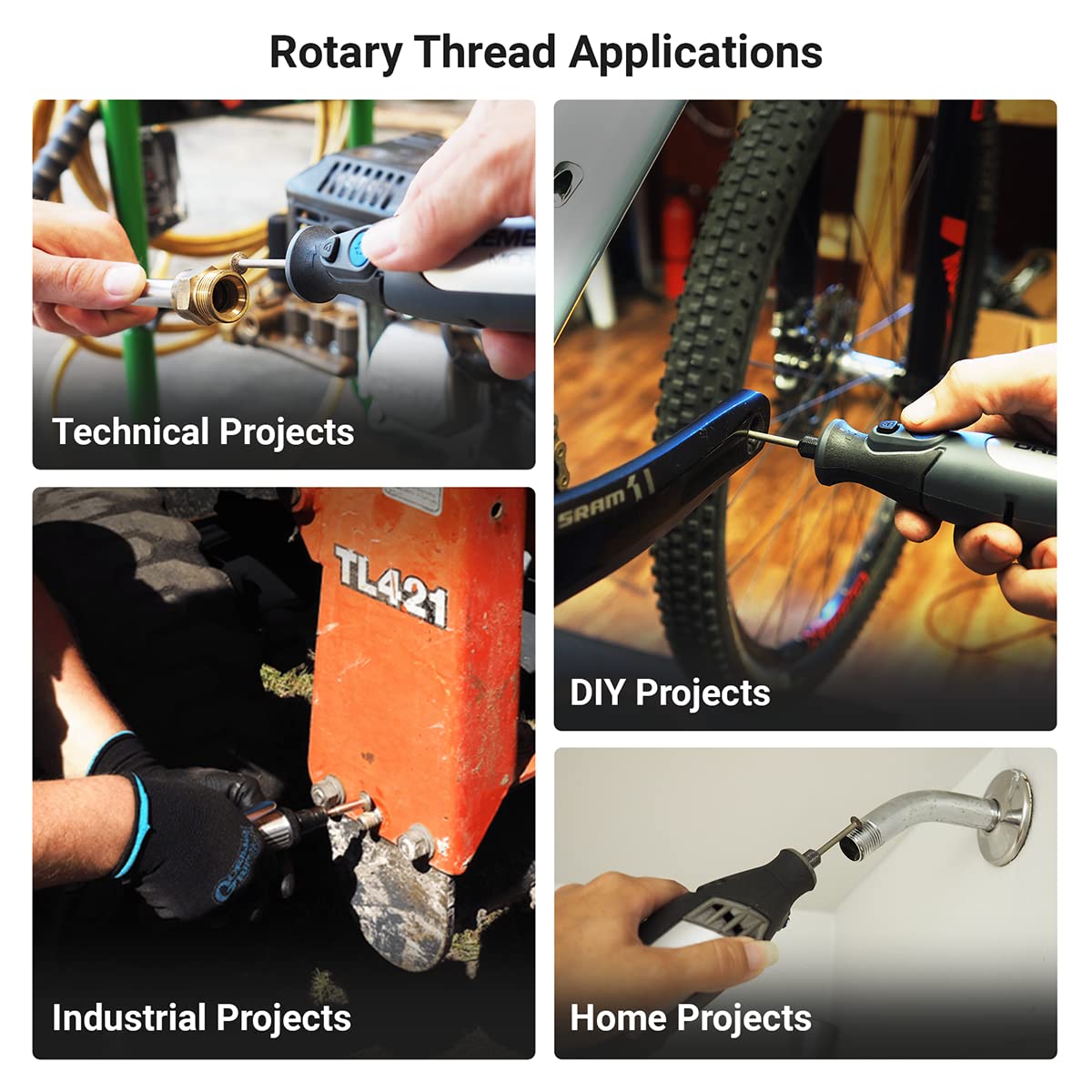 Rotary Thread Repair Kits - Faster & Easier to Chase, Restore & Clean Internal or External Threads, All in One Universal Thread Files Set, Inch, Metric, Grooves, Glands, Acme, Buttress Thread