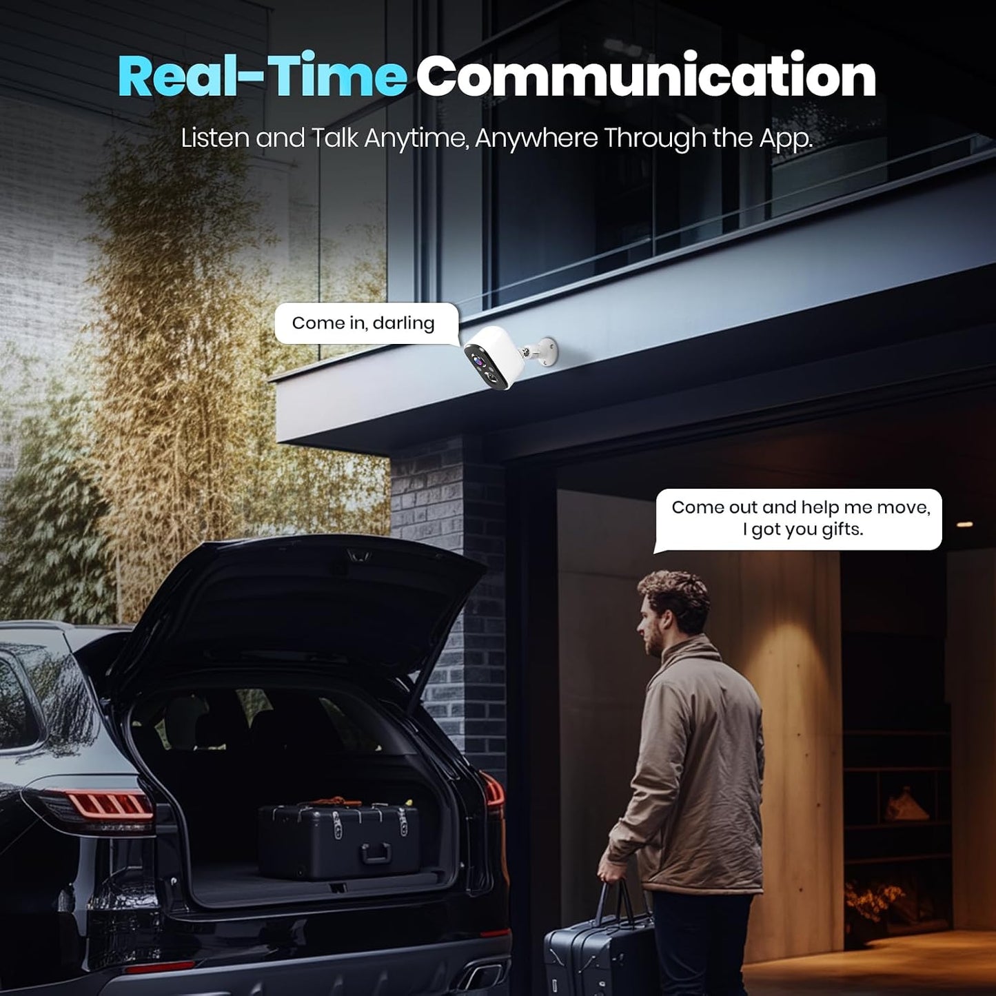 Techage 2K 2-Way IP66 Security Cameras Wireless Outdoor, Battery Powered WiFi Cameras for Home Security with AI Motion
