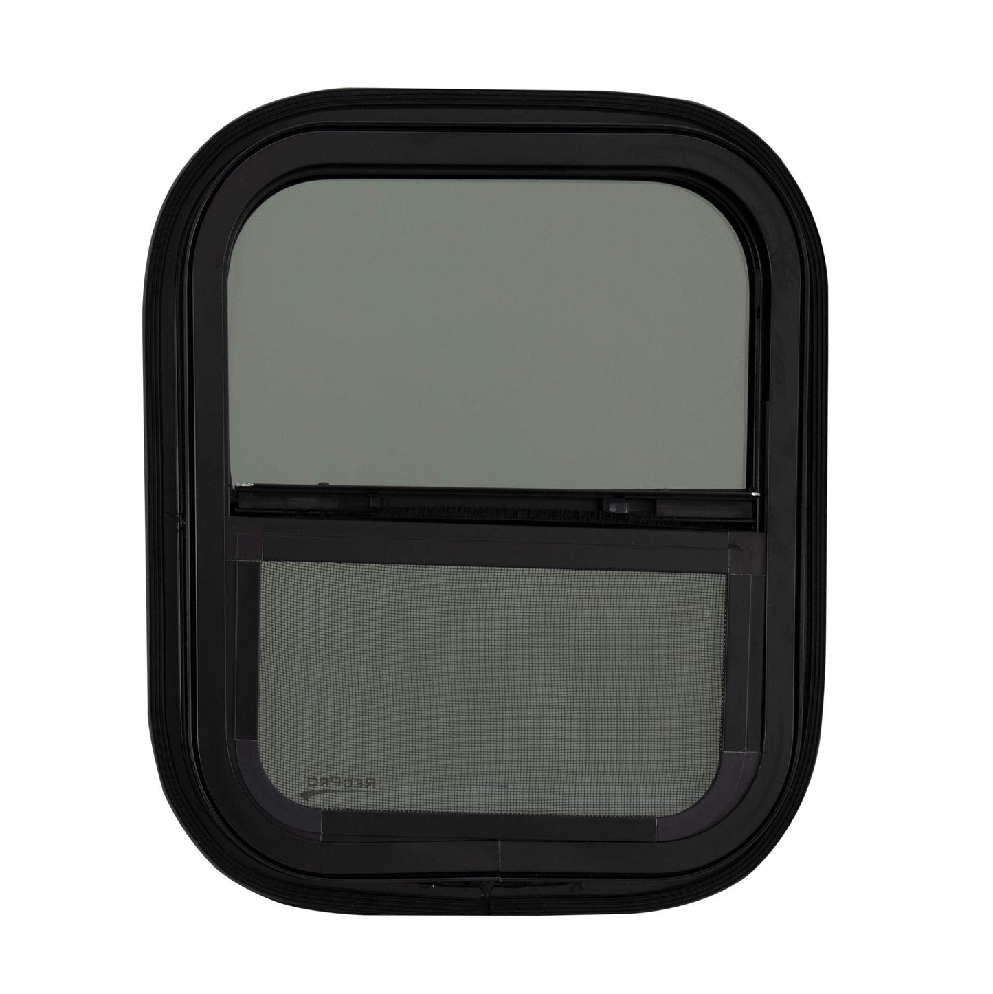 RecPro RV Window Replacement, Teardrop Style, Vertical Sliding, 14inW x 16inH, Black, Model RP-WIN, Made in USA