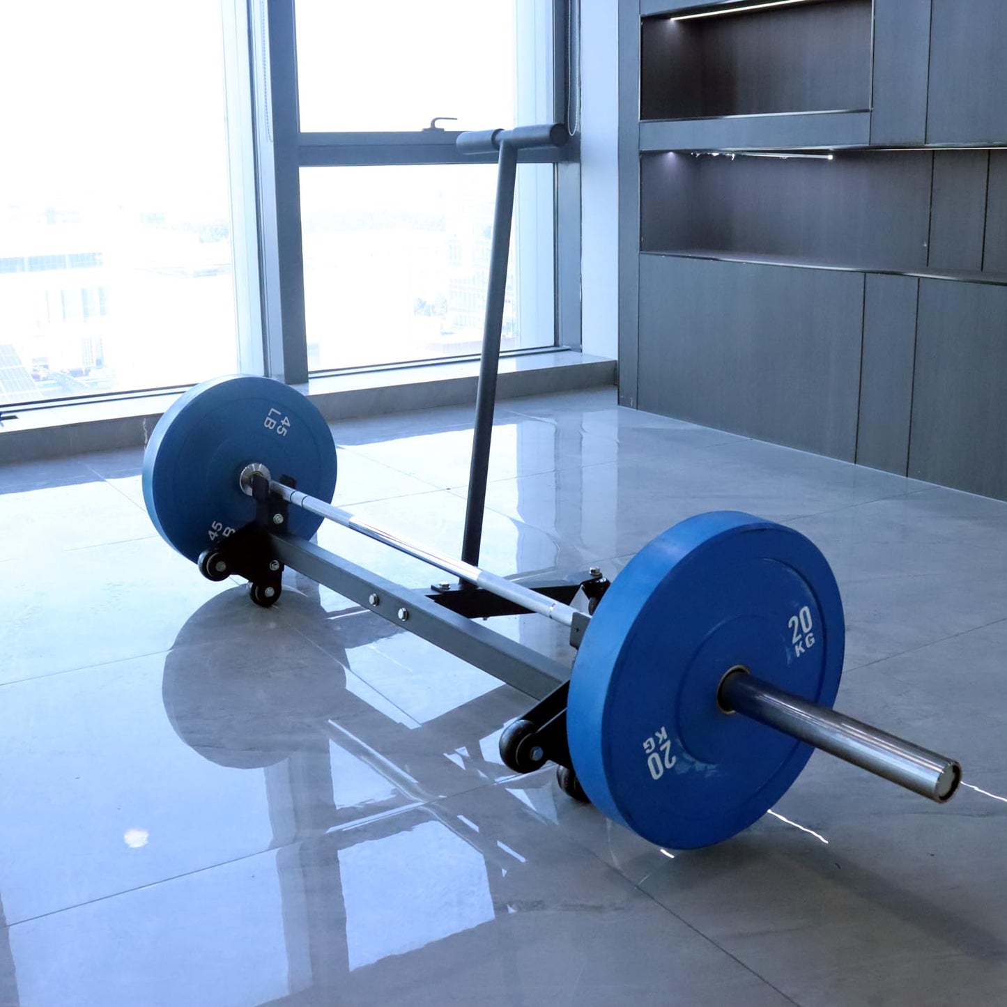 Deadlift Jack Barbell Stand with Wheels 900lb Capacity Convenient to Replace Weight Plates for Deadlift Weightlifting Training,CrossFit & Home Gym