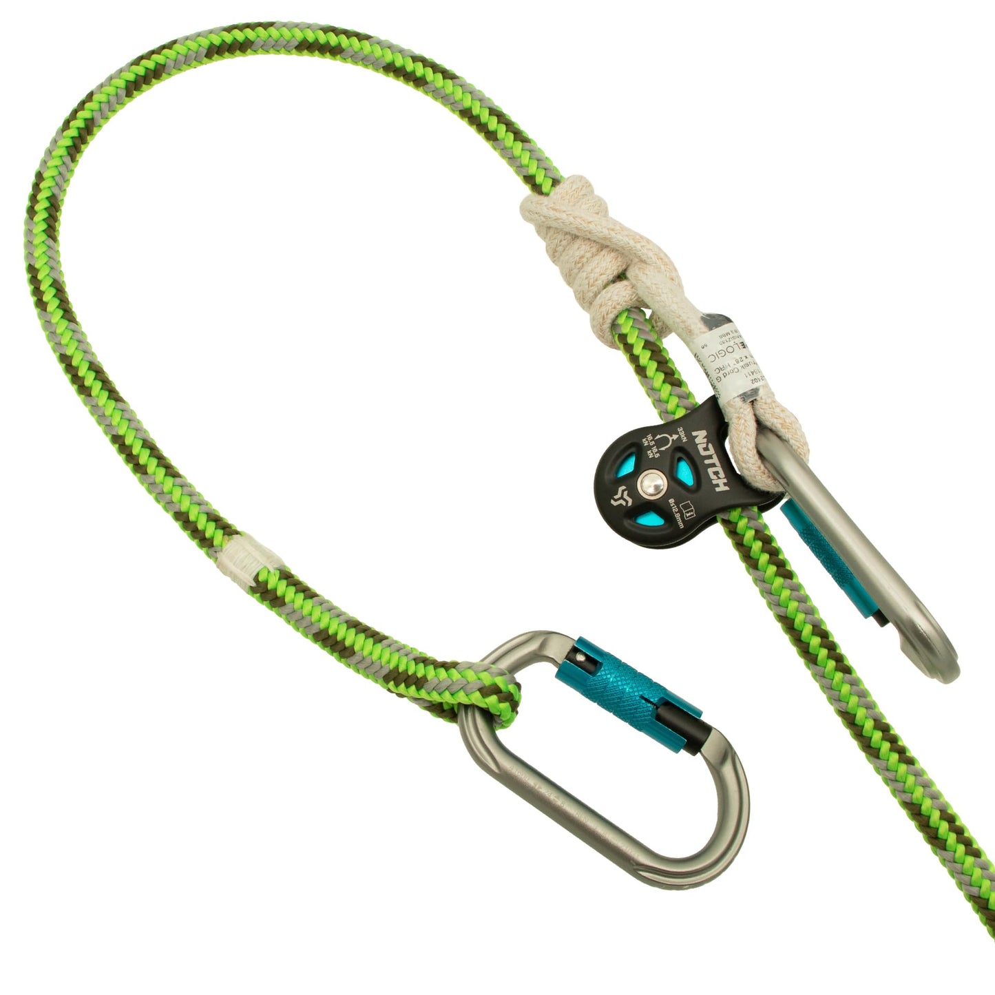 Notch Thirty-Three Micro Pulley with Massive Strength, MBS: 7,418 lbs. (33kN), Purpose-Built for Canopy Use, Mid-line Attachable with Swinging Side Plates, Use with Lines up to 1/2” (12.9mm) (100053)
