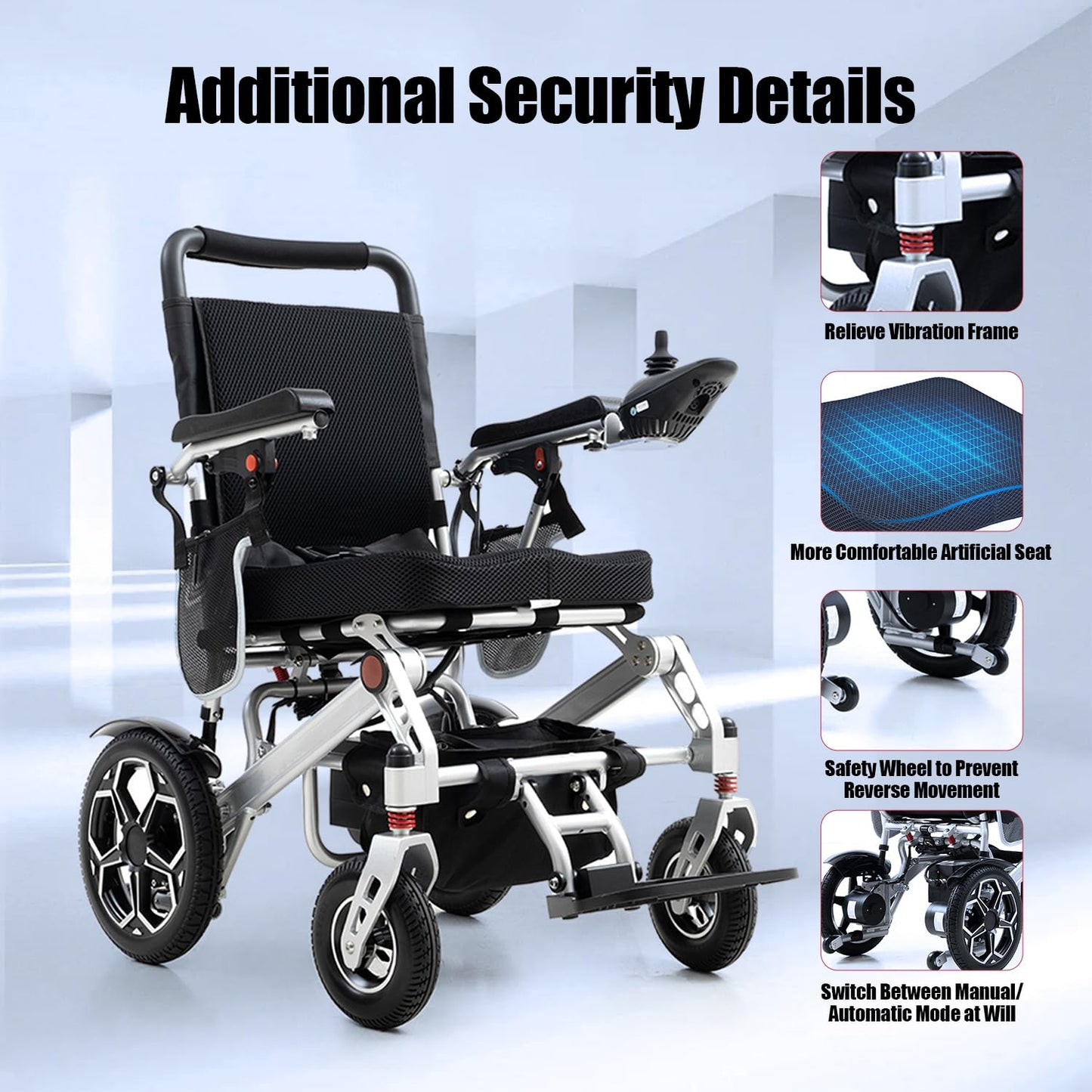 [2026 Upgrade] Electric Wheelchairs for Adults Foldable,Lightweight Motorized Wheelchairs for Seniors,Support 330 Lbs,15 Miles,Power Wheelchair for All-Terrain,500W Motor Wheelchair,Airline Approved