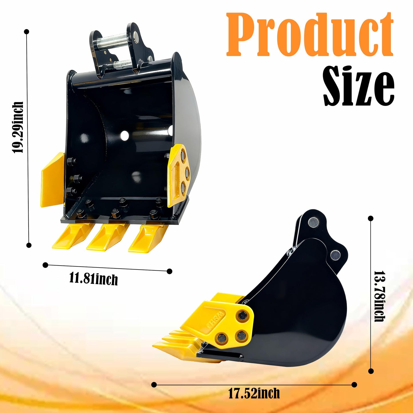Mini Excavator Bucket 300mm with 0.98in Hole & 3.54in Span, 11.81in Trench Digger with Metal Teeth for 0.8-1.8 Ton Excavators, Digging Bucket with Manganese Steel Attachment (300mm/11.81inch)