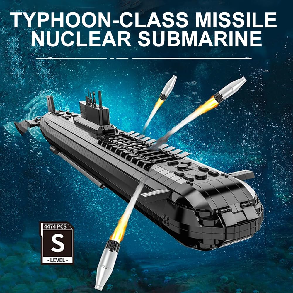 Wyiauy 941 Nuclear Submarine Military Series Battleship Building Kit, 4474 Pieces - The World's Largest Nuclear Submarine, Toy Gift Ship Building Block Set for Adult Collection