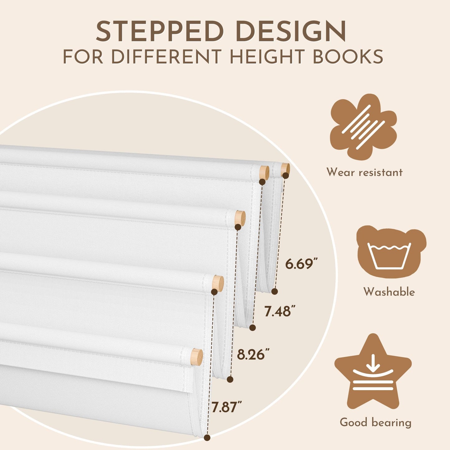 yoopin Kids Bookshelf, 4-Tier Montessori Book Shelf for Kids Rooms, Easy Installation, Eco-Friendly Wooden Storage Organizer,28.7” x 15.7” x 13.6” Natural/White