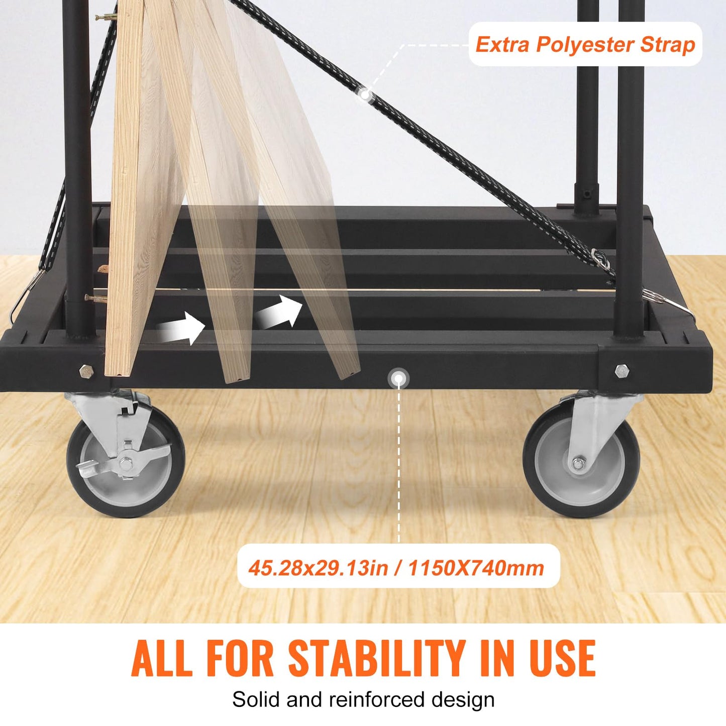 VEVOR Folding Table Cart, Heavy Duty Table Trolley with 5" Swivel Wheels, 1800 LBS Drywall Dolly Cart for Garage, Home, Warehouse, Party Event Hotel Furniture 10 Table Capacity