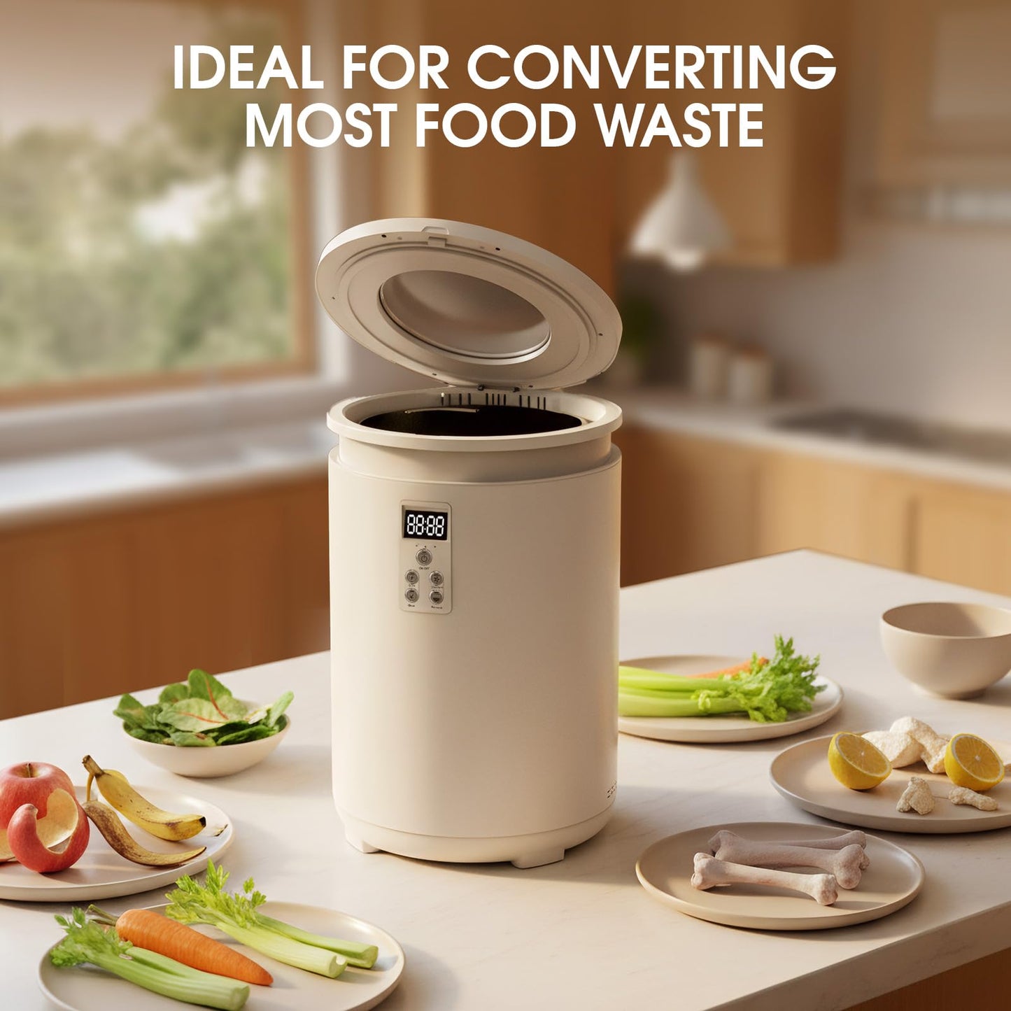 4.5L Electric Composter for Kitchen, Countertop Compost Bin with 820g Activated Carbon Filter, 4 Smart Modes, Odorless & Quiet Smart Compost Bin Kitchen, Turn Scraps to Pre-Compost