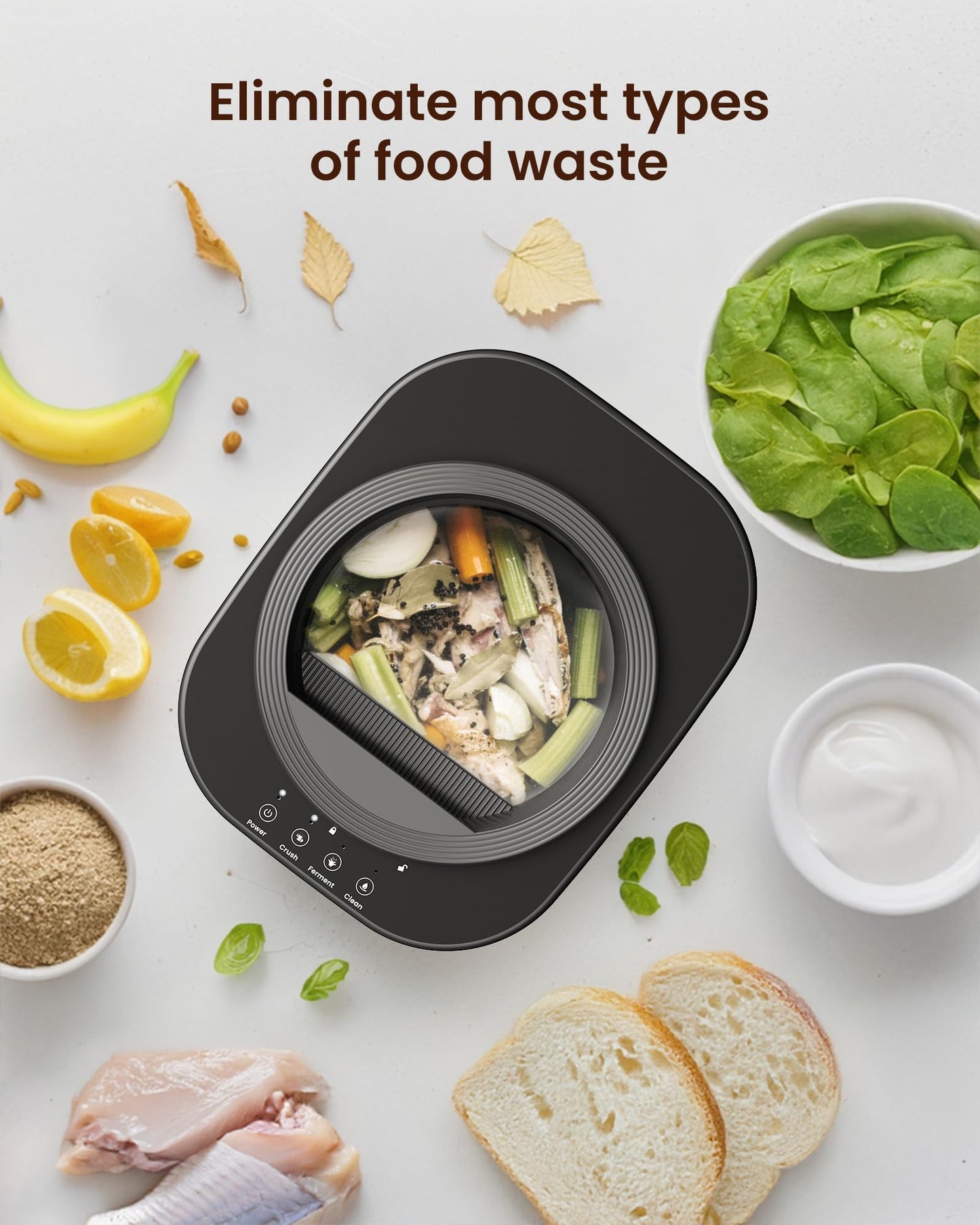 Ouaken 4L Electric Composter for Kitchen, Smart Countertop Compost Bin, Odorless | Low Noise | Auto-Cleaning | Turn Food Waste into Fertilizer, Indoor Food Waste Compost Machine, Black