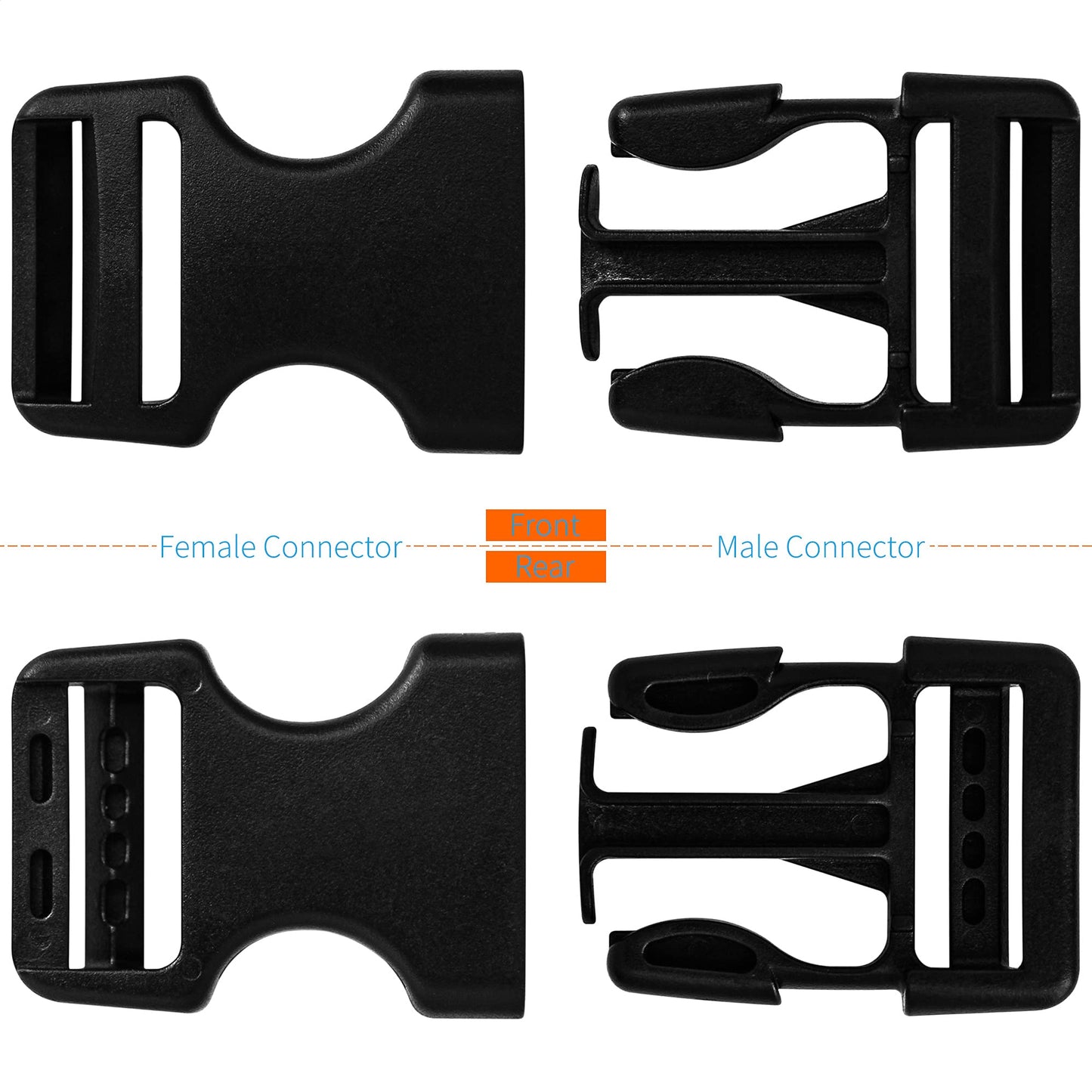 LASIGHT Buckles for 1 inch Wide Webbing Straps: Quick Side Release Buckle 10 set and Tri-Glide Slide 20 pcs Fit 1" Nylon Web Belt, Plastic Snap Fastener Clip Heavy Duty Replacement Dual Adjustable