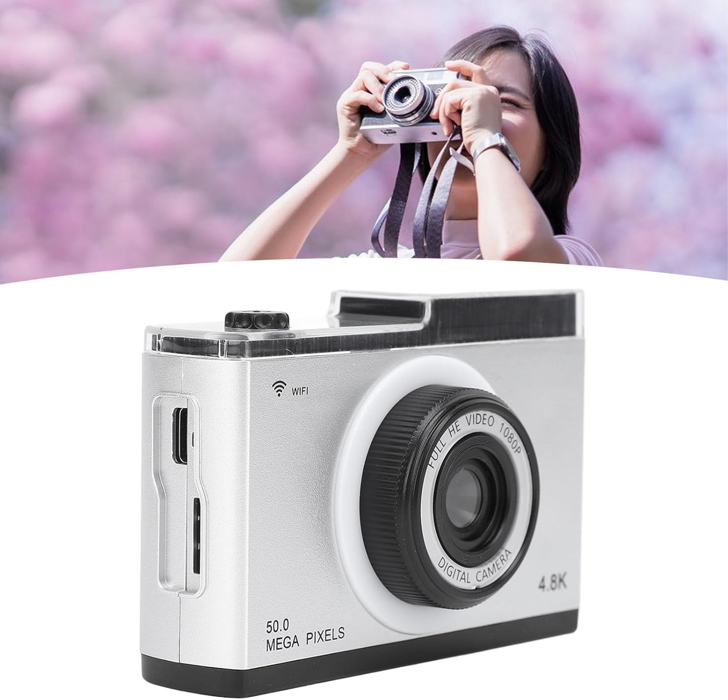 48M 1080P 8X MP3 Retro Compact Digital Camera Zoom with Playback Filters Frames Screen for Photography Enthusiasts