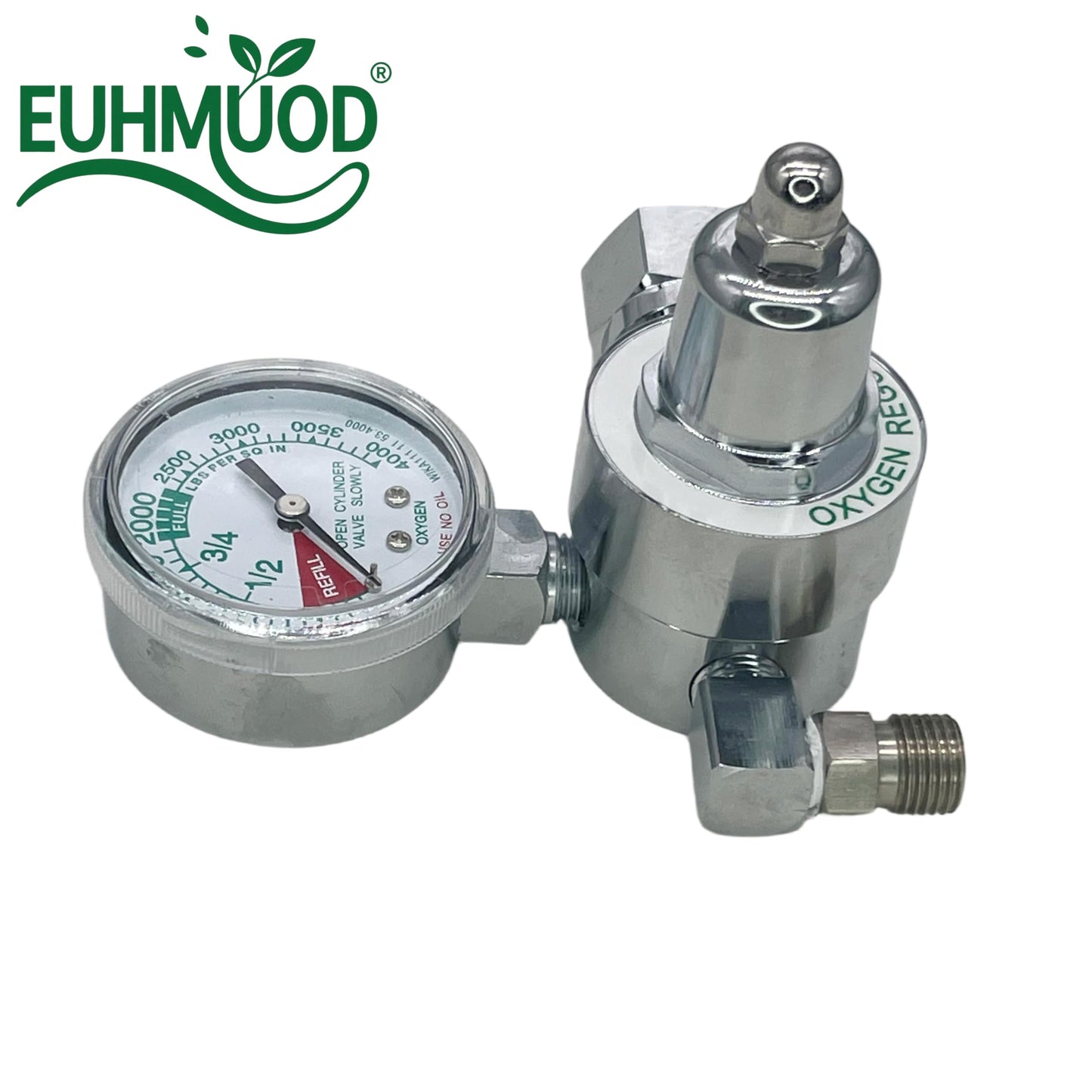 EUHMUOD M1-540-P M1 Series Preset Pressure Gauge Regulator, 3000 PSI, CGA540 Nut/Nipple, Compatible with High Flow for Oxygen Tanks Use