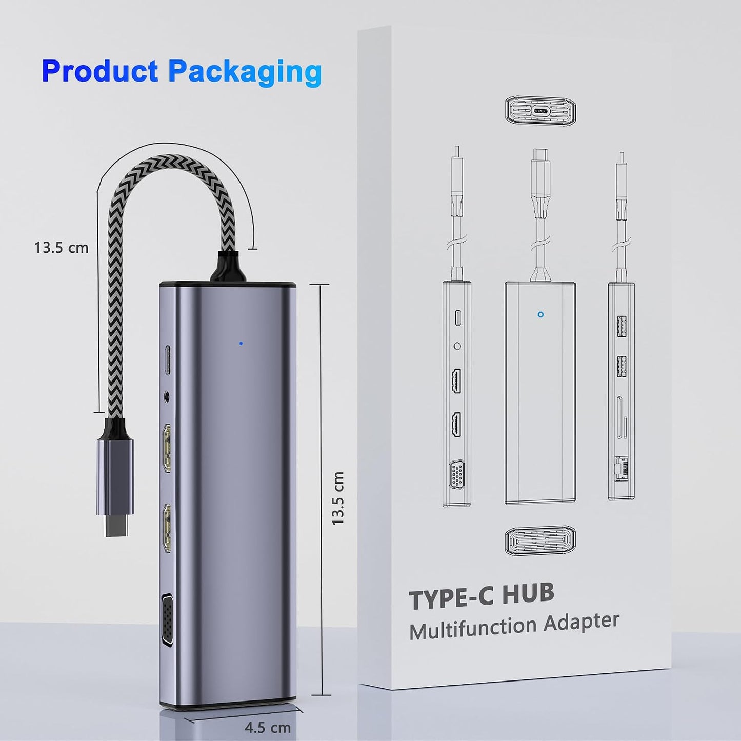AUKOKIOULA 10 1 3 HDMI/VGA/PD/Ethernet/USB/SD/TF/3.5mm Docking Station Dual Monitor, USB C to Dual HDMI Adapter