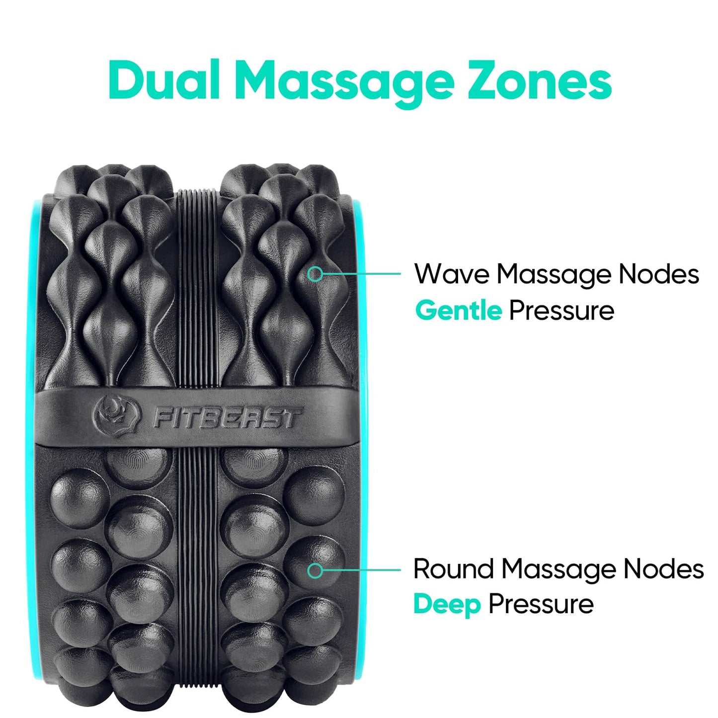 FitBeast Back Roller, Back Wheel Foam Roller - Targeted Muscle Roller for Deep Tissue Massage, Back Stretcher (12'', Blue)