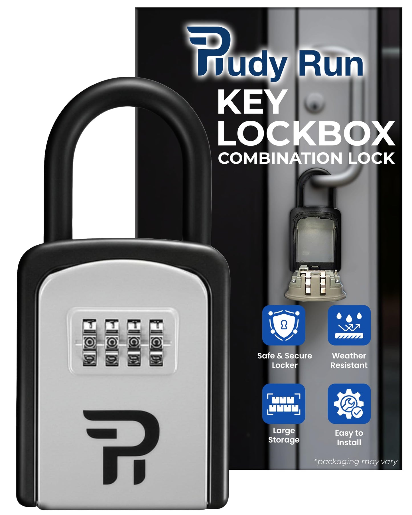 Rudy Run Key Lock Box for Outside – Small Outdoor Lockbox for Keys with Code, 4-Digit Combination Hidden Safe to Hide a Key Outside, Portable Safe Key Storage, 5.78 in, 1 Pack