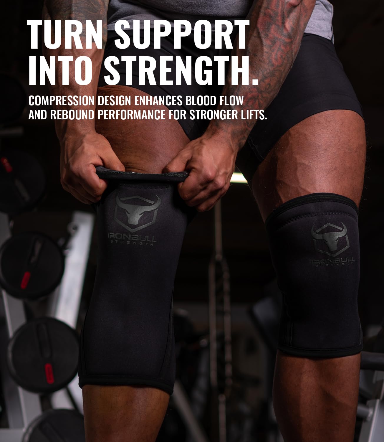 Iron Bull Strength Knee Sleeves 7mm (1 Pair) - Compression Brace & Knee Sleeve For Weightlifting, Powerlifting & Cross Training - Knee Support for Squats - Men & Women (Large)