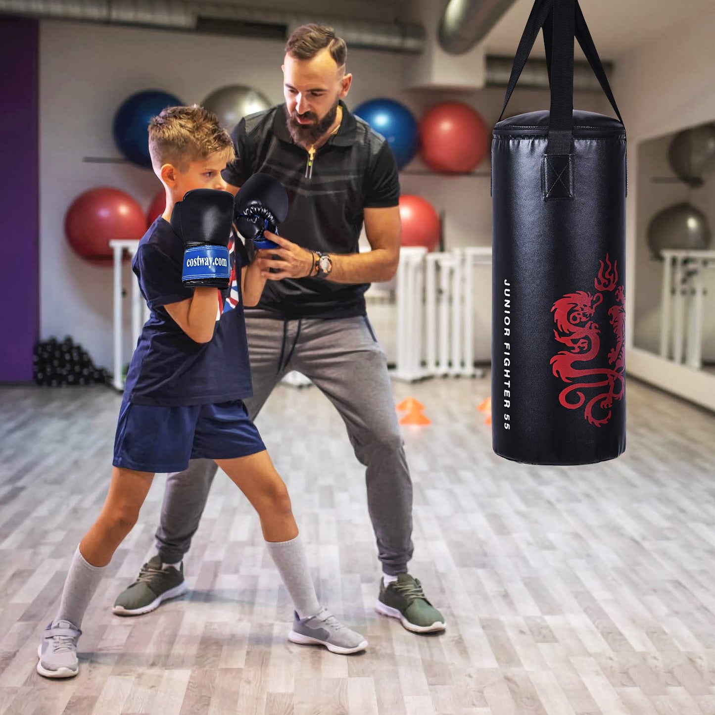 Goplus Punching Bag Set with Gloves, 22LBS/ 40LBS Filled Kick Boxing Bag, Rucksack, Jump Rope, Firm Hook, Heavy Bag for Adults MMA Training, Muay Thai, Krav MAGA, Taekwondo, Karate