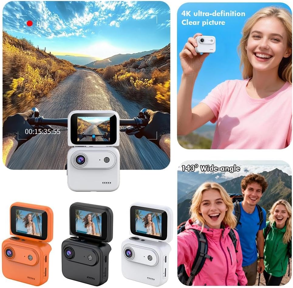 Generic 4K 143 800mAh (32G Multi-Functional Flip Screen Action Camera, HD Wide-Angle Optical Lens, Long Battery Life
