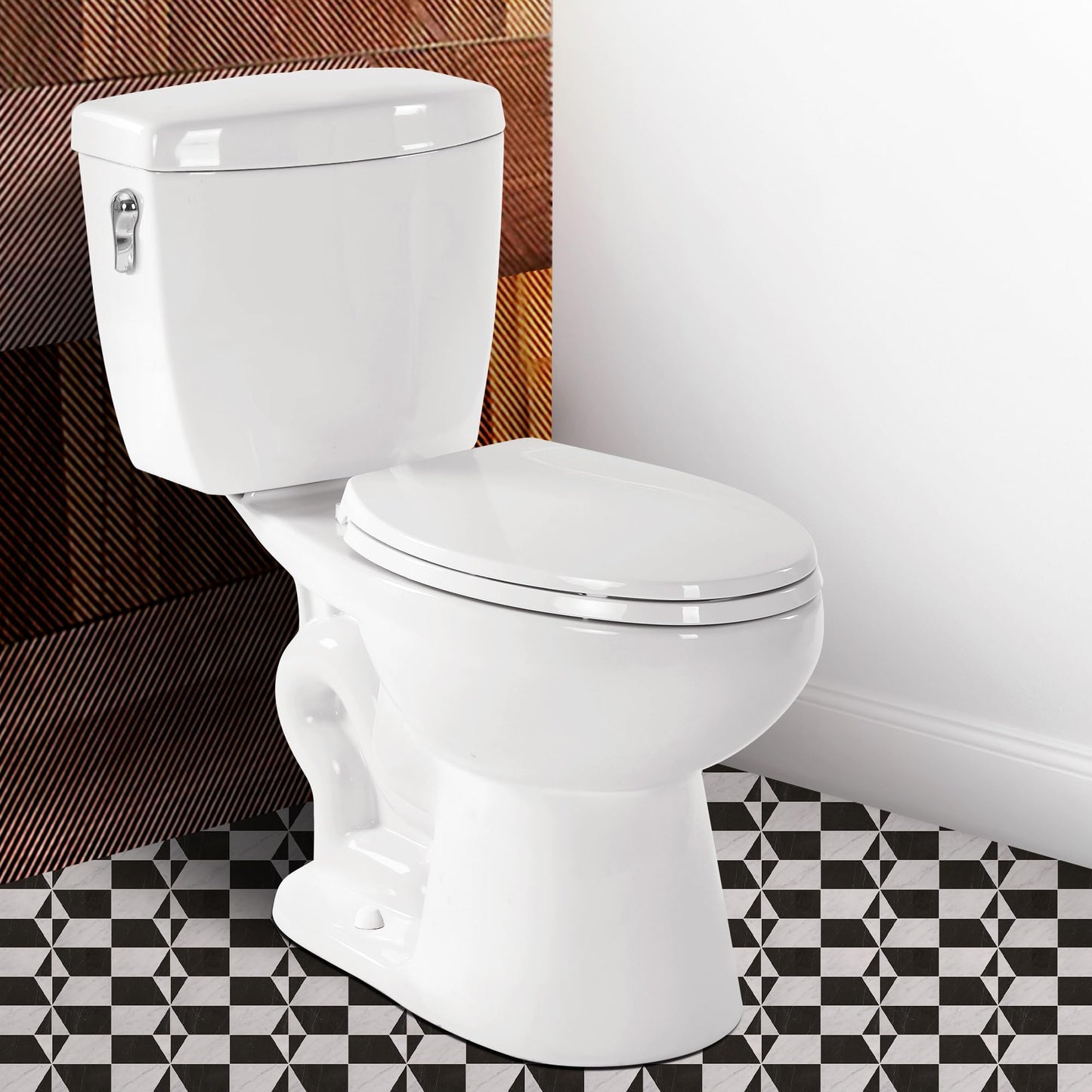 Alphabath Elongated Two Piece Toilet for Bathrooms, 17" ADA Comfort Height Toilets, 1.01 GPF Powerful Single Flush, Nano Self-Cleaning Glaze, Easy to Clean and Install, MAP1000g, 12" Rough-In