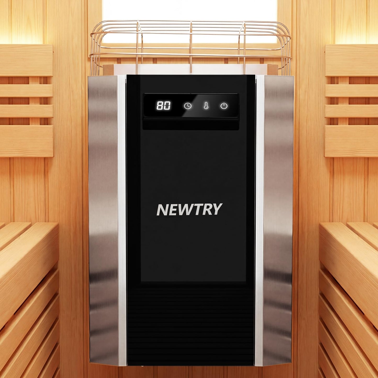 NEWTRY 3.5KW Sauna Heater Digital Electric Sauna Heaters 220V Dry Sauna Stove for Max. 141 Cu.ft Home Spa Hotel Sauna Room
