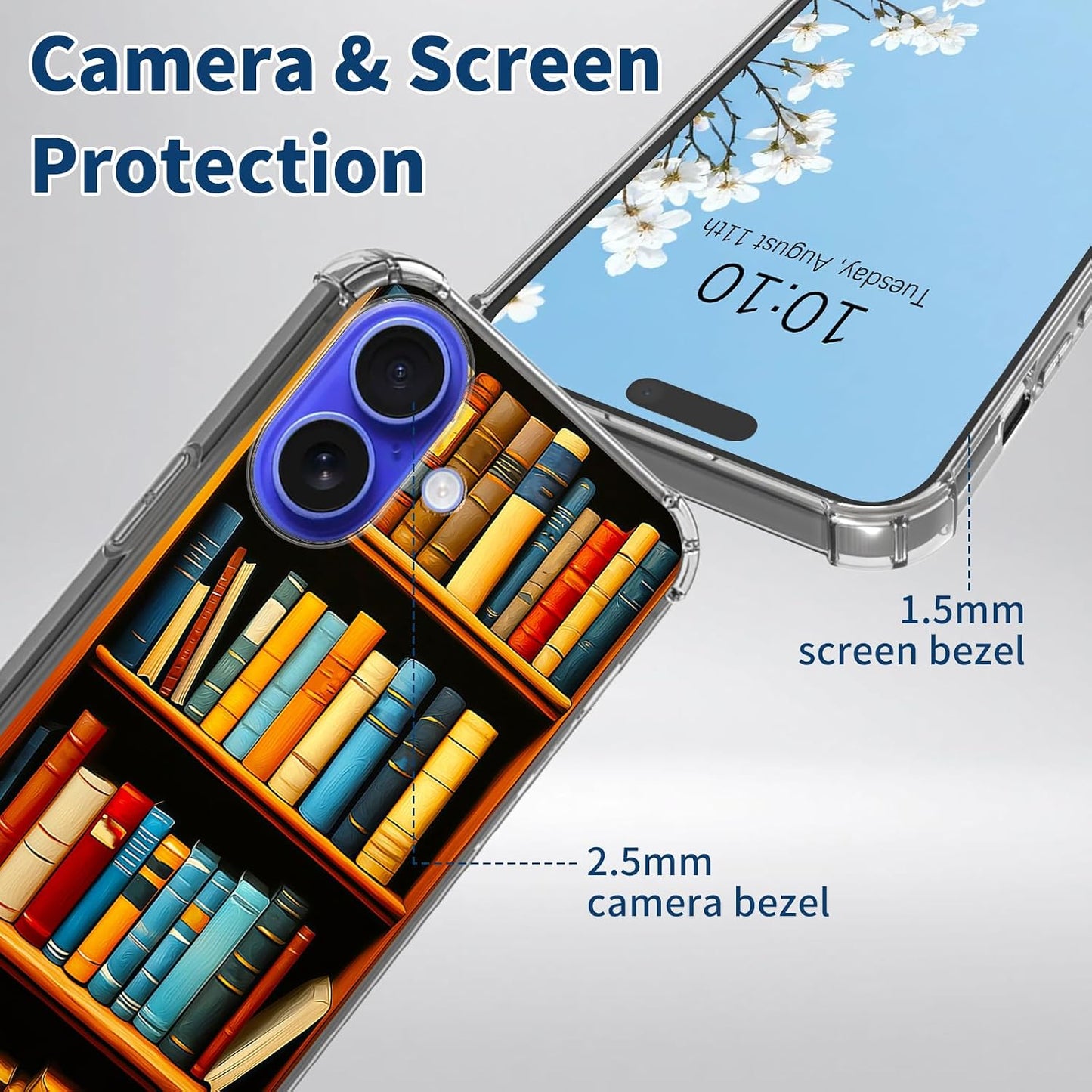 BFSEROBJ 17 17 6.3 inch 2025 for iPhone Case with a Bookshelf Pattern Design Ultra-Thin Clear Soft TPU Silicone Drop