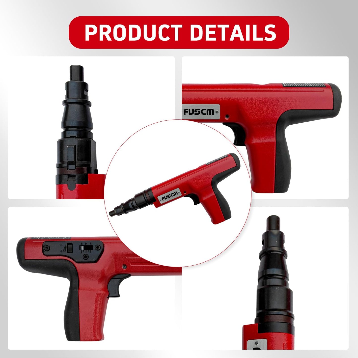 1-1/4" Fastener + .27 Cal Semi-Auto Powder Actuated Tool with power indicator