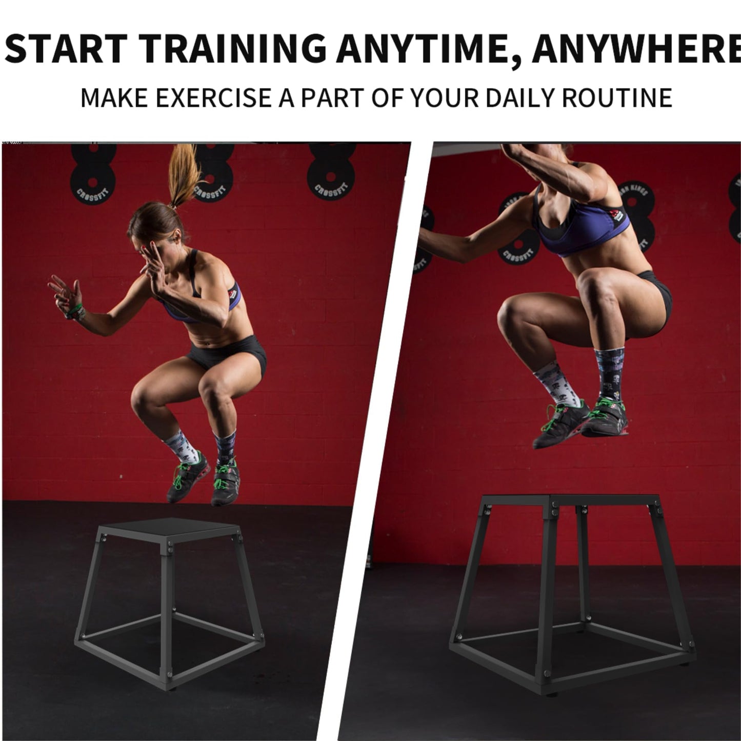 ActiveTrail Plyometric Jump Box, Steel Plyo Platform and Jumping Box, Anti-Slip Exercise Step Up Box for Home Gym Training