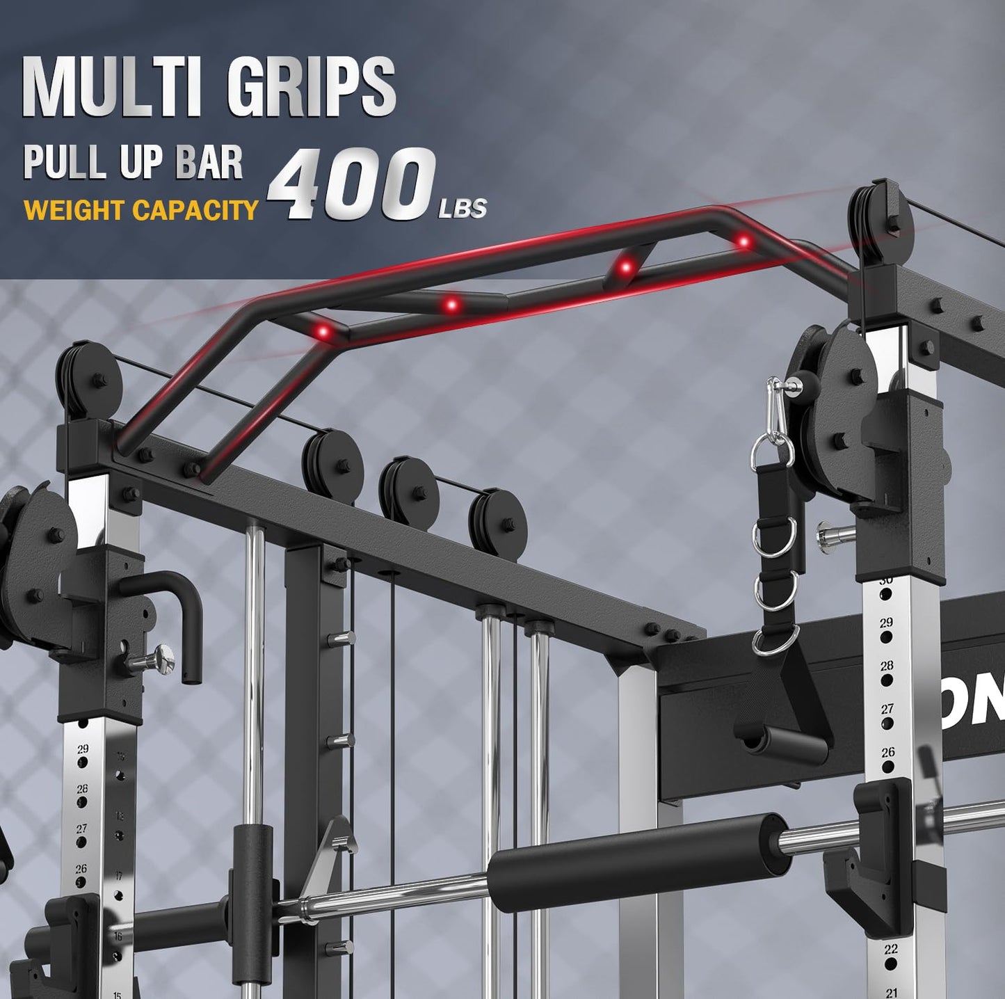 DONOW Smith Machine with Weight Stacks, Heavy Duty Home Gym System Power Cage Cable Crossover Machine Multi-Functional Trainer Ratio 1:1