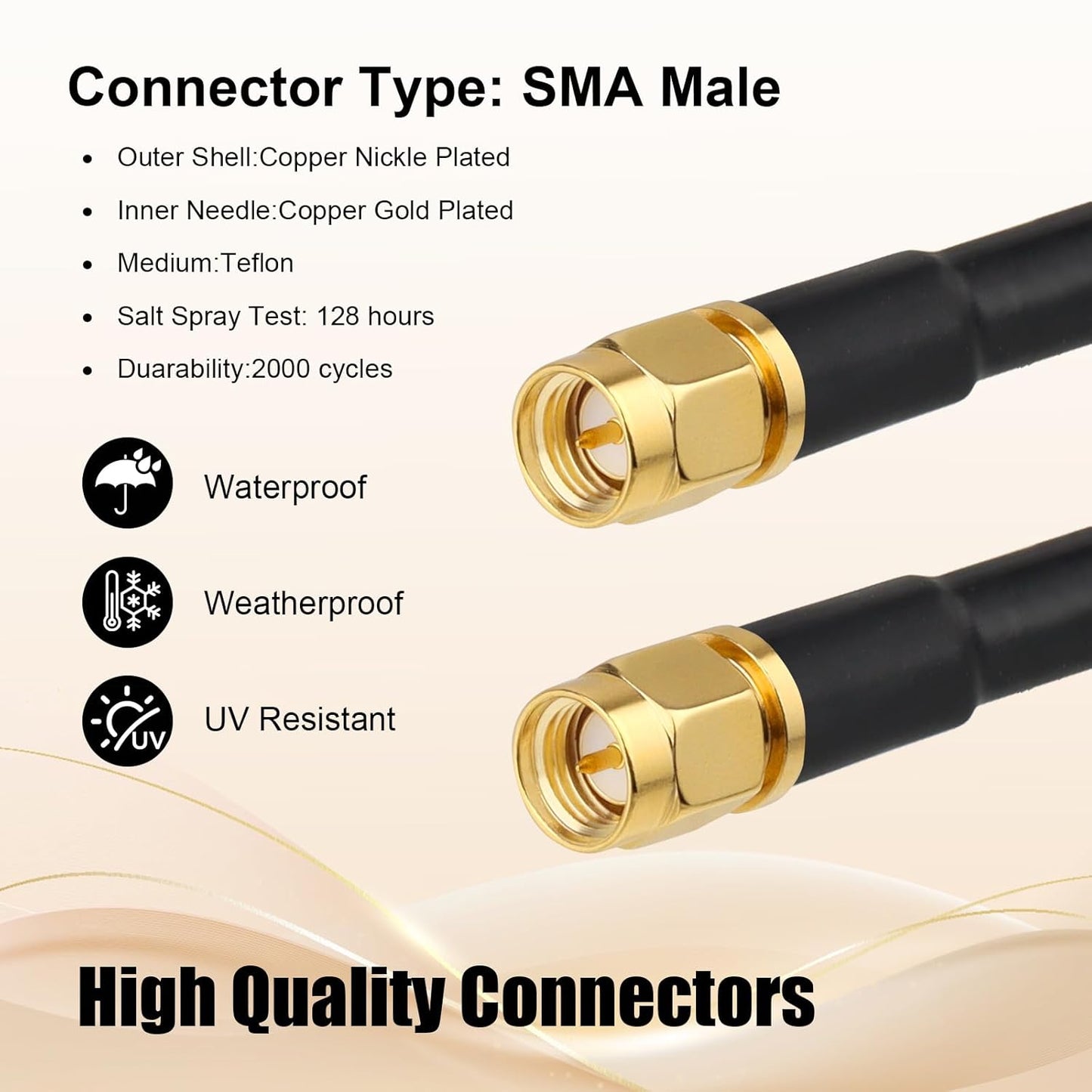 RG8X 15FT,Ultra 50 MOOKEERF SMA Male to SMA Male Coaxial Cable Low Loss SMA Extension Cable ohm for Router,GPS,RF