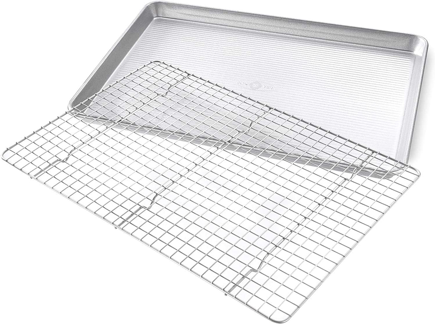 USA Pan Extra Large Baking Sheet and Nonstick Cooling Rack Set - Durable Metal Construction, XL Size