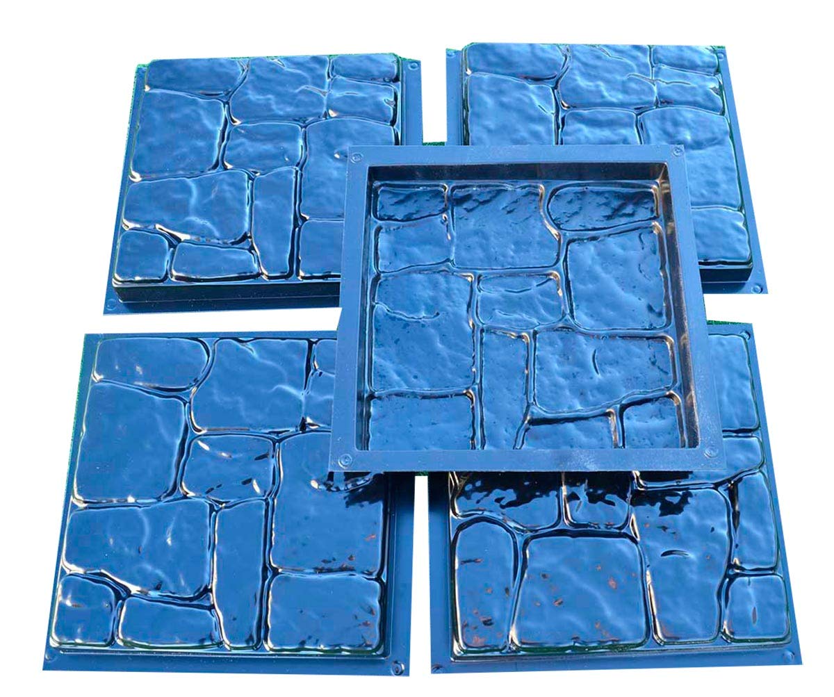 SvitMolds Concrete Mold DIY Flagstone Durable Mold Pavers Stone Patio Casting Concrete Garden Path Pavers for Garden Walkway, Concrete Walkway Molds Cobblestone Set 5 pcs S25