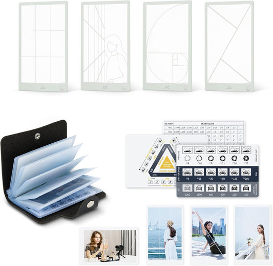 (11 Pcs) JJC Composition Viewfinder View Catcher Tool, Golden Ratio Fibonacci Spiral Rule of Thirds Leading Lines Card