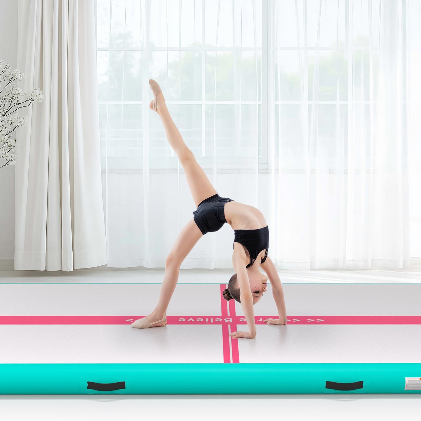 Gymnastics Air Mat 10/13/16/20Ft Inflatable Tumbling Track Mats with Pump 4/6 Inches Think Tumbling Mats Blow Up Training Mat for Home Yoga Cheerleading Water