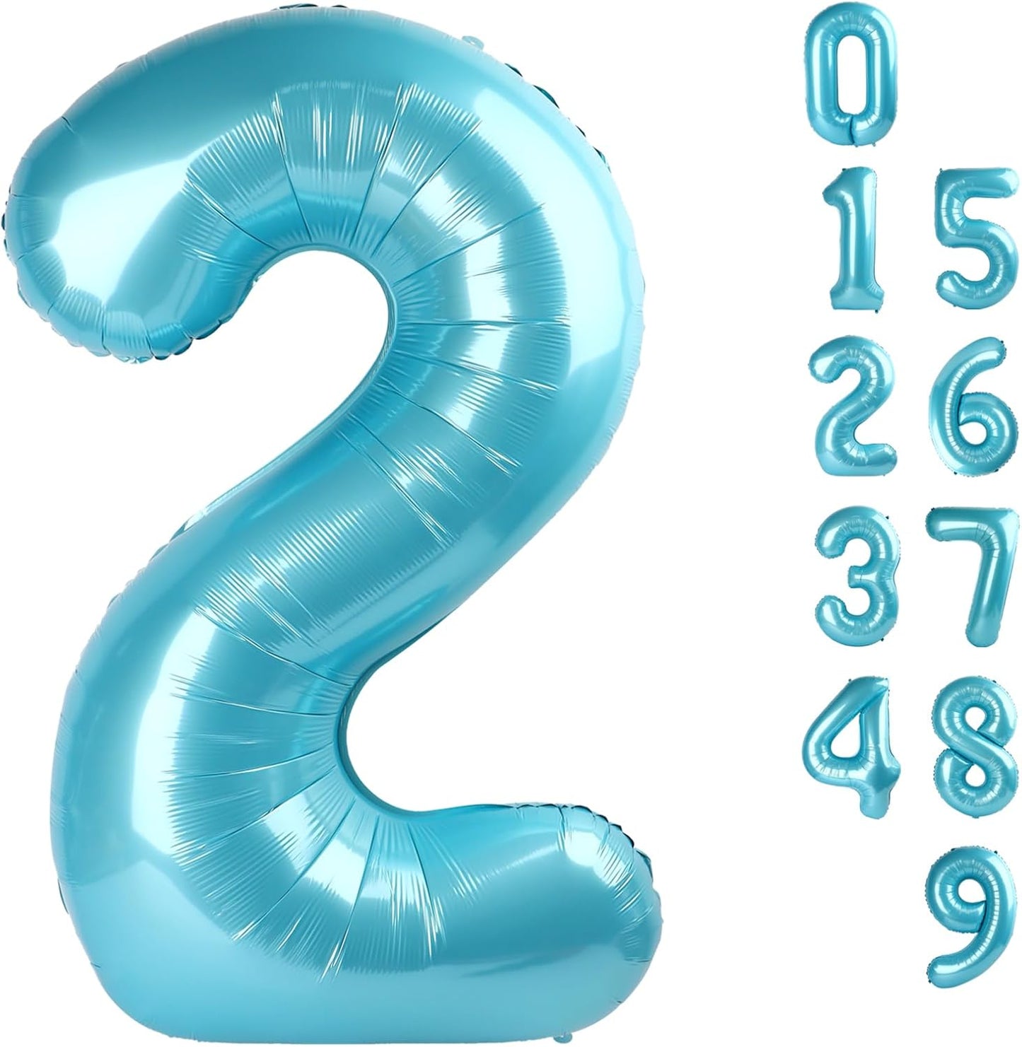 Skiennix 40-Inch Pastel Blue Number Balloons - Perfect for 2nd, 12th, 21st Birthday & Celebration Decor