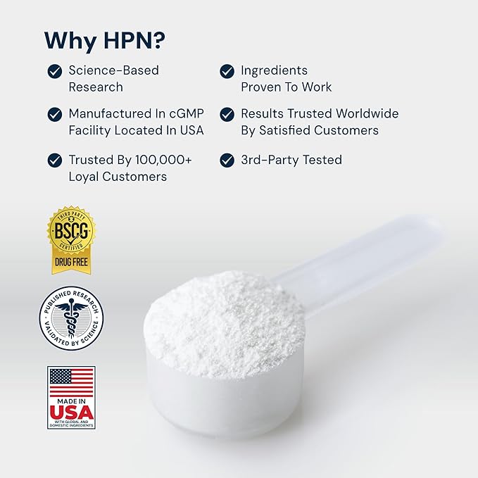 HPN C2 Creatine Monohydrate for Performance, Recovery, Strength, Working Out, Vegan, Non-GMO, Dairy and Soy Free, Independently Tested, Ultrapure Premium Creapure (100 Servings)