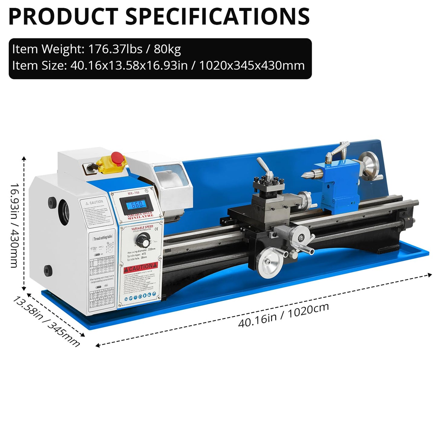 GarveeTech Metal Lathe, 9 in x 30 in Mini Metal Lathe 0-2500 RPM Variable Speed, 1100W Benchtop Lathe with 5 in 3-jaw Chuck, Precision Lathe Machine with Metal Gears and Tool Box for Metal Turning