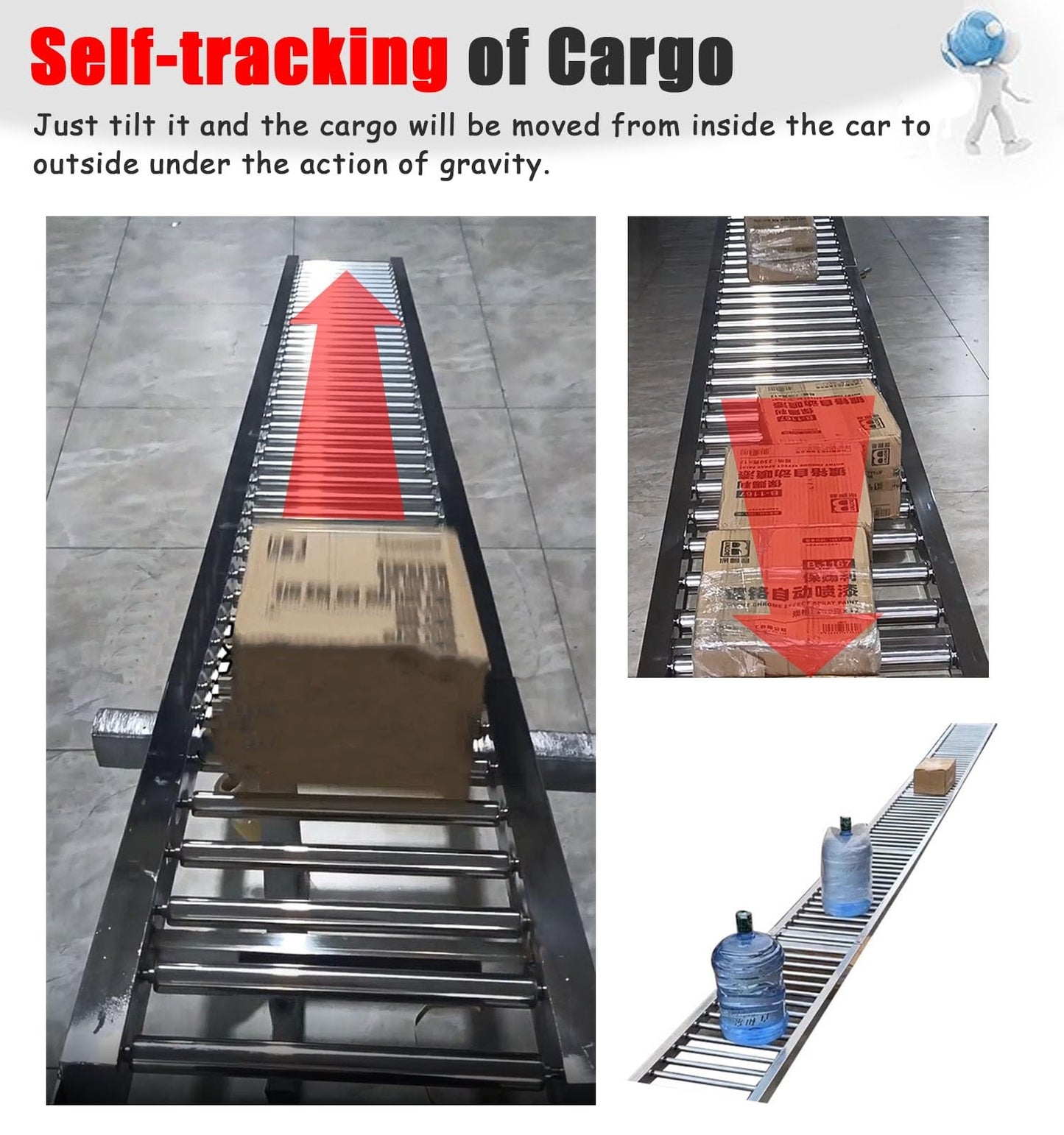 Heavy Duty Conveyor Rollers - 1in Industrial Belt Conveyor, Unpowered Light-Duty Rollers Table, Metal Flow Chute Stand, 300lbs Load Capacity, 40cm Wide (15.75in)