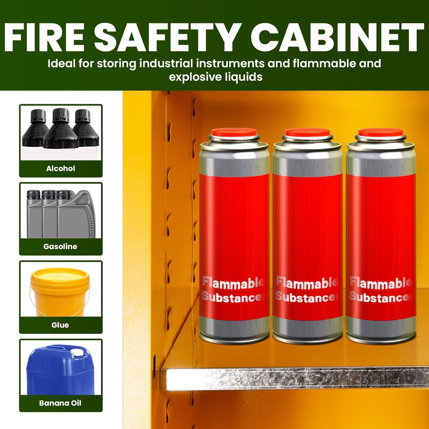 60 Gallon Flammable Storage Cabinet, Fire Cabinet with 3-Point Locking System, Adjustable Shelf Fuel Safety Storage Cabinet, Metal Garage Storage Cabinet for Industrial Commercial and Home Use