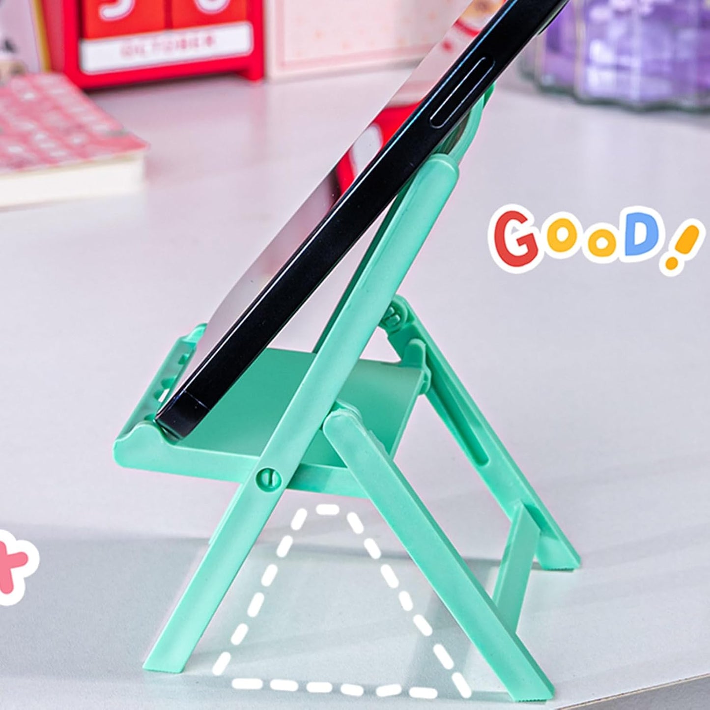 BOGEEL Foldable Chair Phone Stand Portable Holder and Adjustable Phone Stand for Smartphones,Plastic