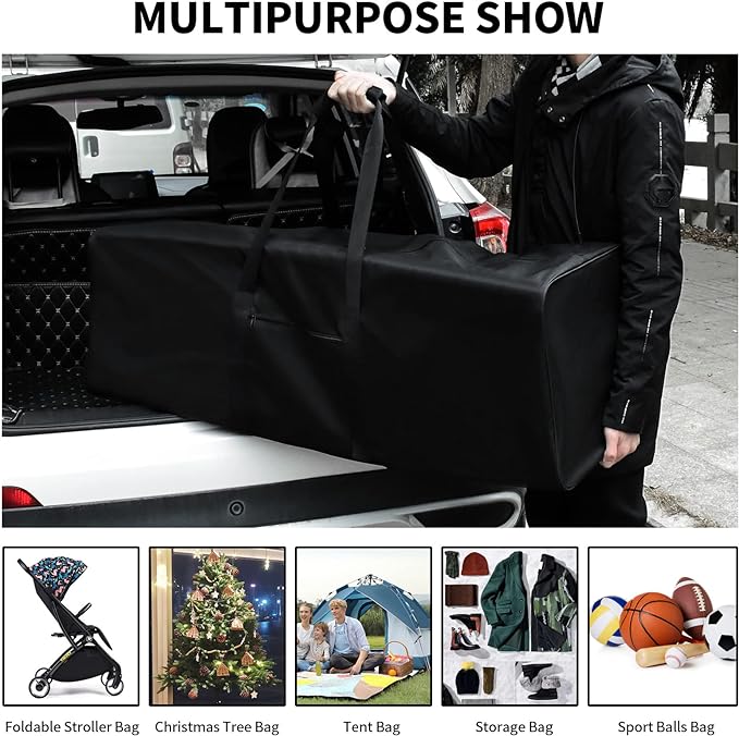 Urbanstand 46 Inch Travel Duffle Bag Extra Large Sport Equipment Duffel Bags with 2-way Lockable Zippers (Black 46inch 2Pack)