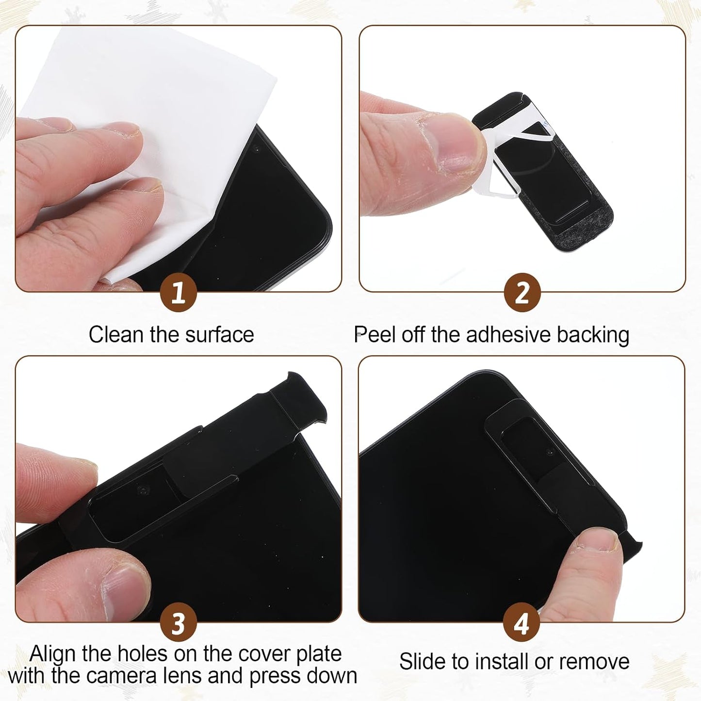 Jxiwfvl 6 Pcs Laptop Camera Cover Slide, Privacy Protection Webcam Cover Slide Black Large Size Square Computer Camera