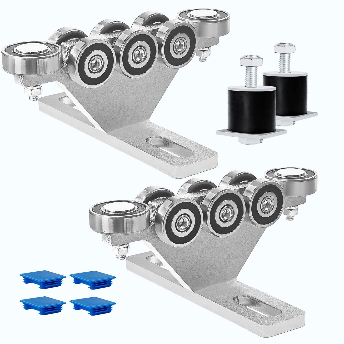 LookFox 6+2 Wheel Hoist Trolley with Roller Limit, Unistrut Trolley Kit for Electric Hoist, Anti-Lock & Anti-Fall, Use with All 1-5/8" Wide or Taller Strut Channel, for Garage/Workshop Silent Systems