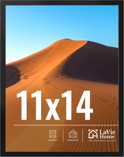LaVie Home 11x14 Picture Frame - Classic Black Frame with HD Plexiglas for Vertical/Horizontal Display