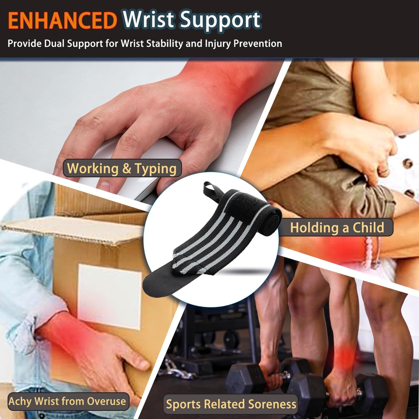 WanOneGrip Wrist Wraps for Weightlifting Gym 18" Wrist Straps Support for Heavy Duty Thumb Loop for Powerlifting,Bench,Training,Elastic Wrist Brace Straps Lifting for Men & Women Work Out