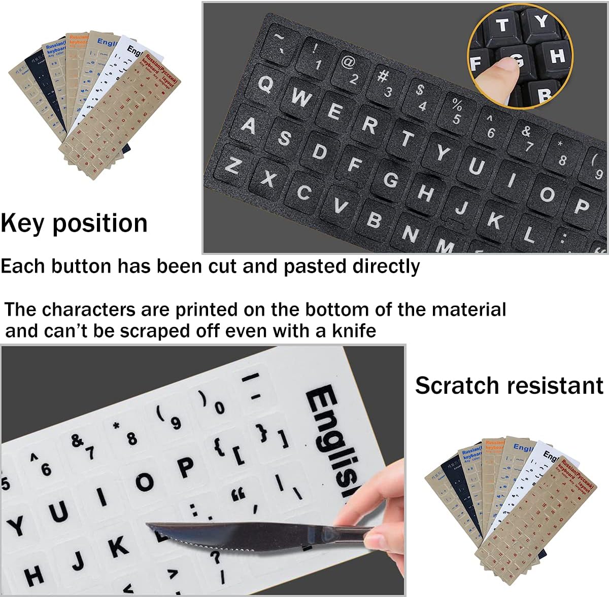 2PCS Pack KEANBOLL Transparent Korean Keyboard Stickers, Korean Keyboard Replacement Sticker with Clear Background