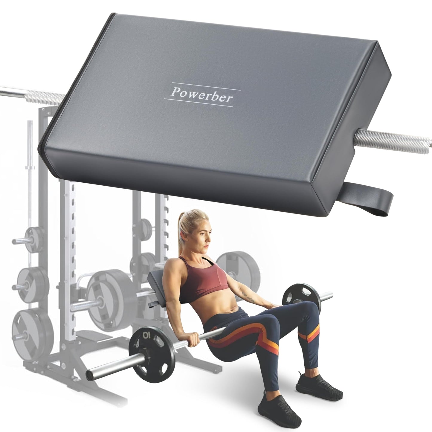 Powerber Hip Thrust Bench Pad - Booty Sprout Hip Thrust Machine Pad, Barbell Pad for Hip Thrust Box, Glute Workout Equipment Machine Cushion Home Gym, Sturdy Bar Pad for Hip Thrusts