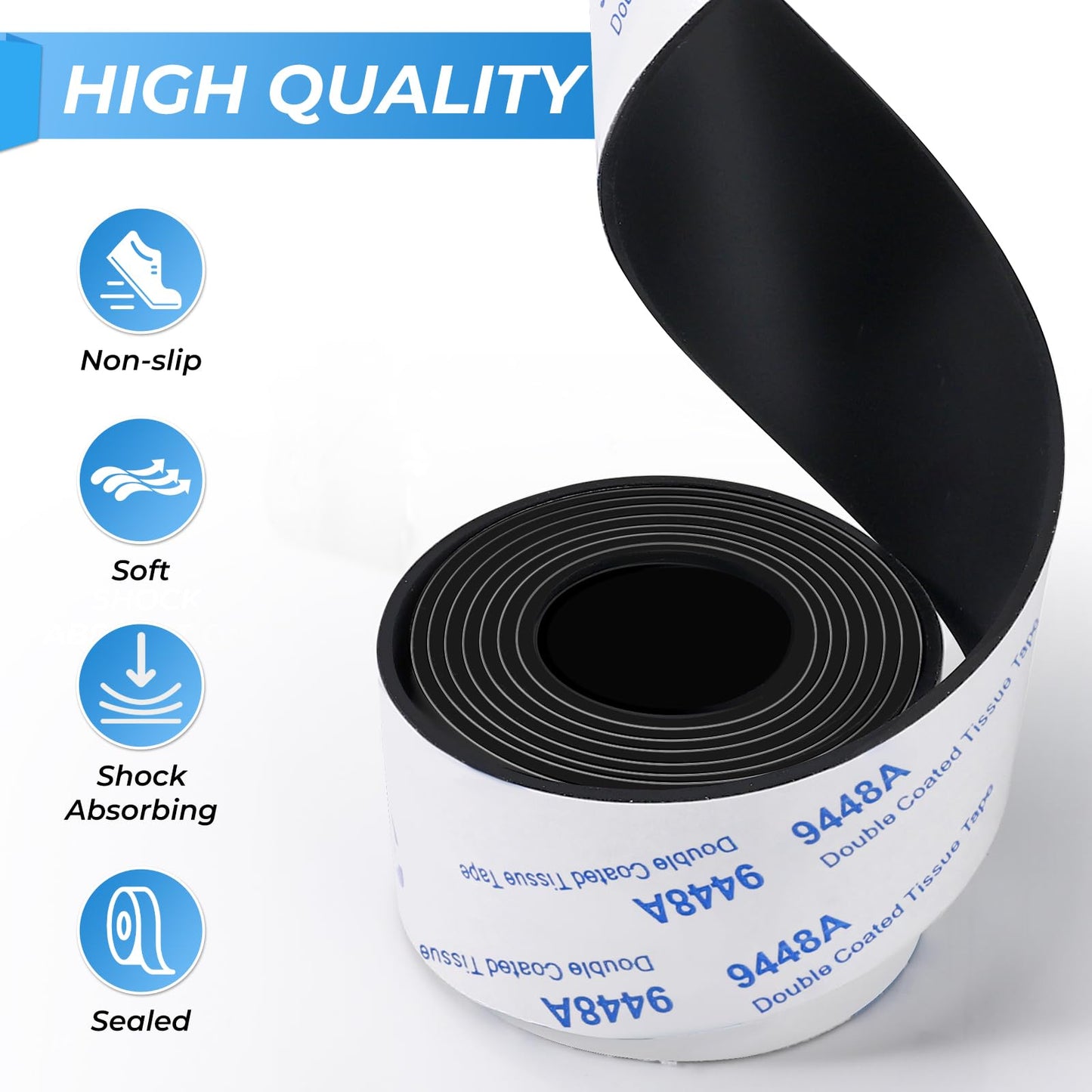 Rubber Feet 2 Rolls, Adhesive Rubber Pad, Non Slip Pads for Furniture and Electronics 1x40 inch