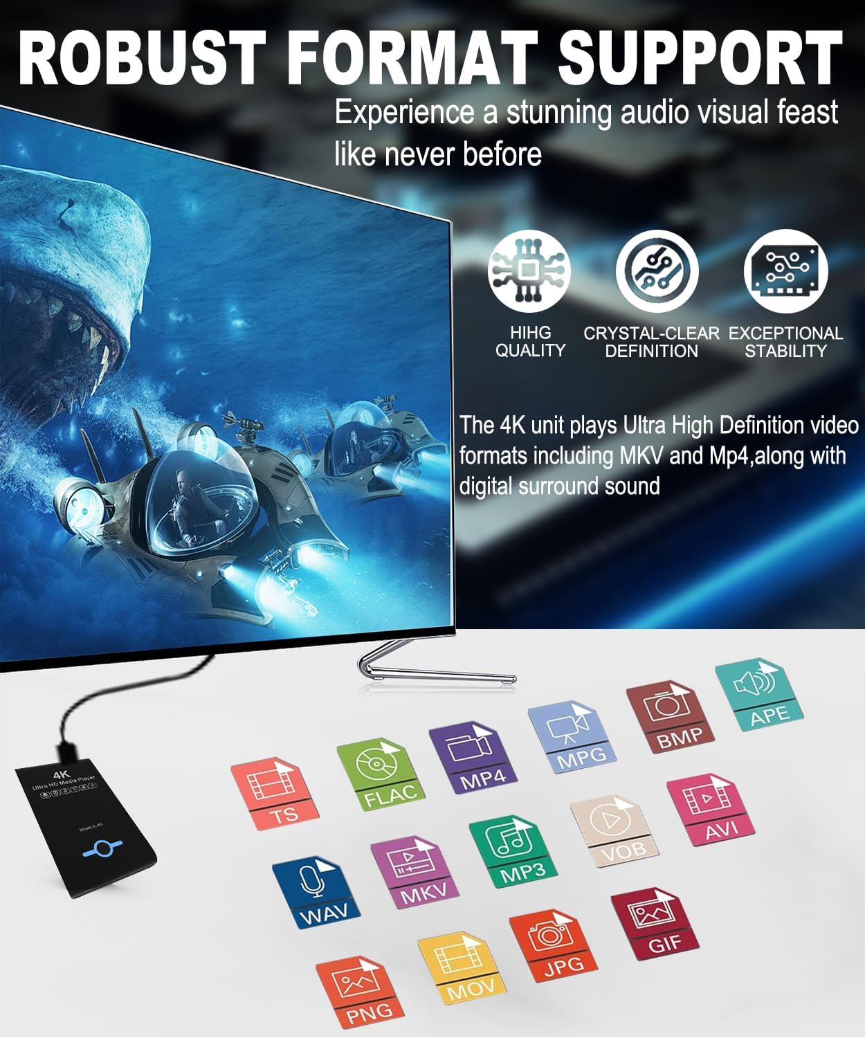 JLZNLC 4K 2-in-1,Digital H.265/HEVC H.264/AVC MP4 Videos,MP3 Card,4k Ultra HD Media Player & HDD Enclosure Signage
