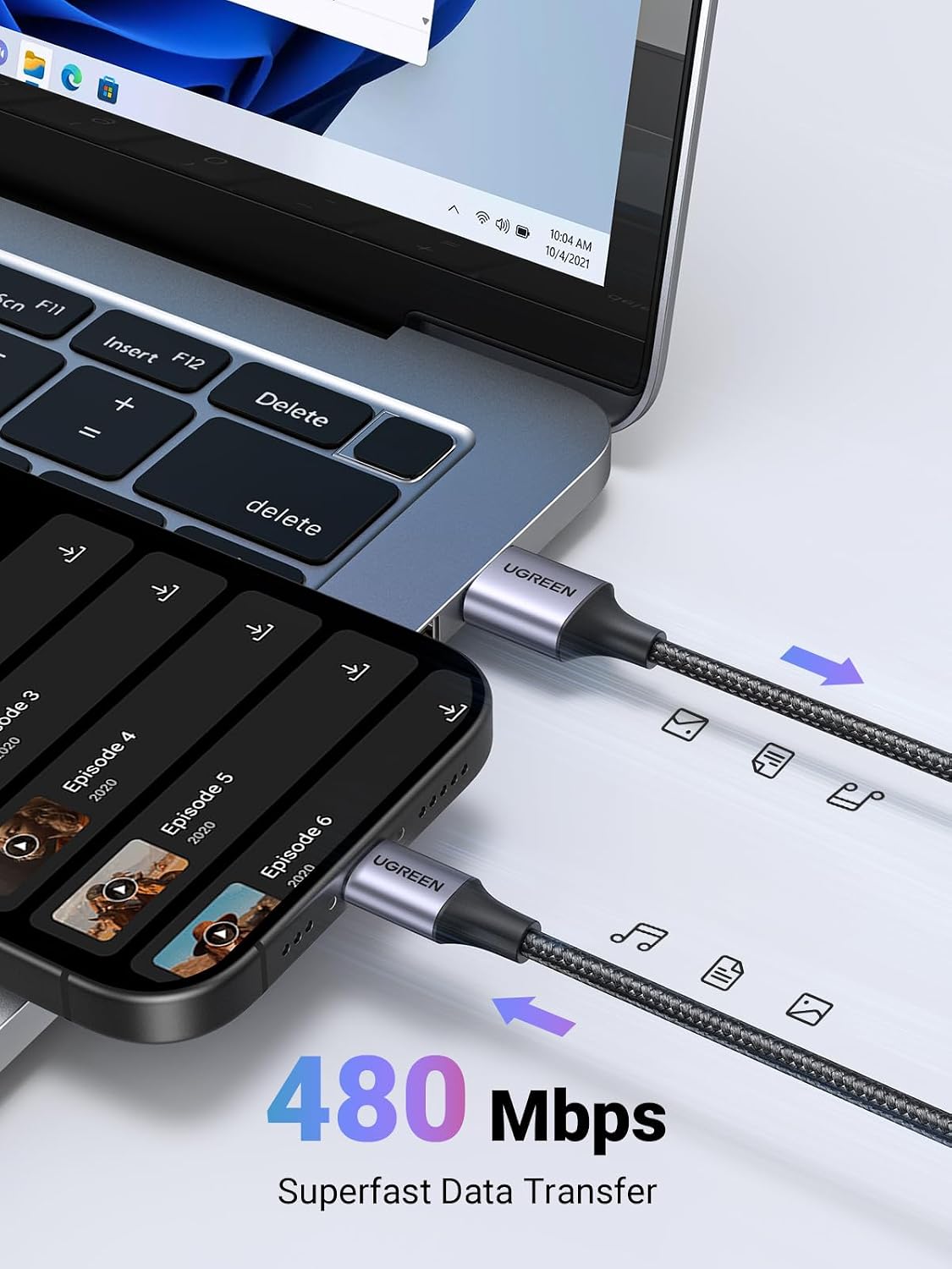 3-Pack 17/16 Plus/16 Pro/15, S26/S25, 10/9, 6.6FT UGREEN USB to USB C Cable, Car Carplay Cable USB A to Type C Cable