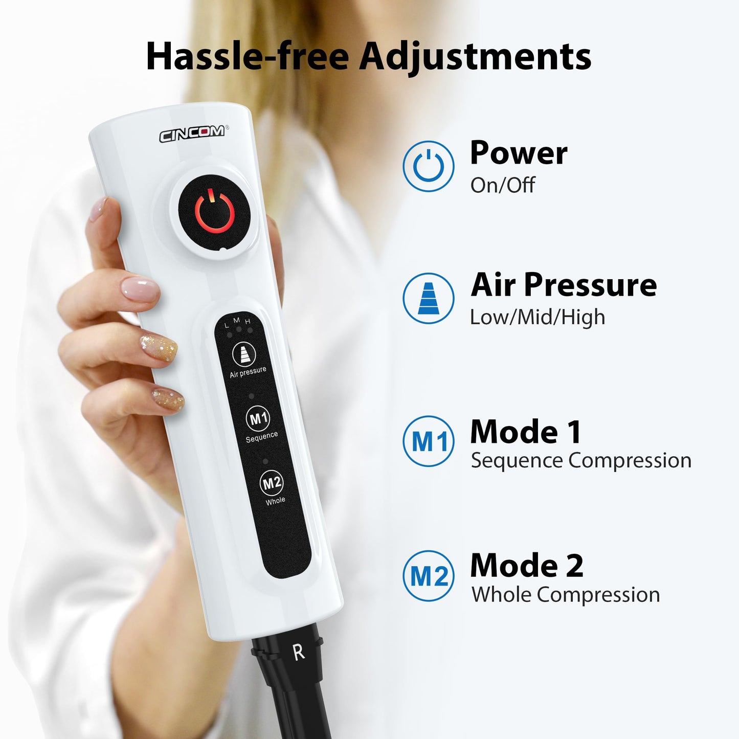 CINCOM Leg Massager for Circulation and Pain Relief, Air Compression Calf Foot Leg Massagers with Handheld Controller, Legs Circulation Machine